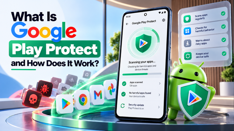 Google Play Protect scanning an Android phone for harmful apps